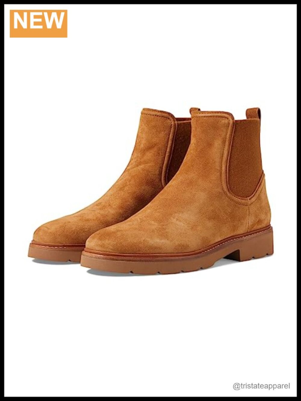 Women's Suede Chelsea Ankle Boots Lug Sole Pull-On